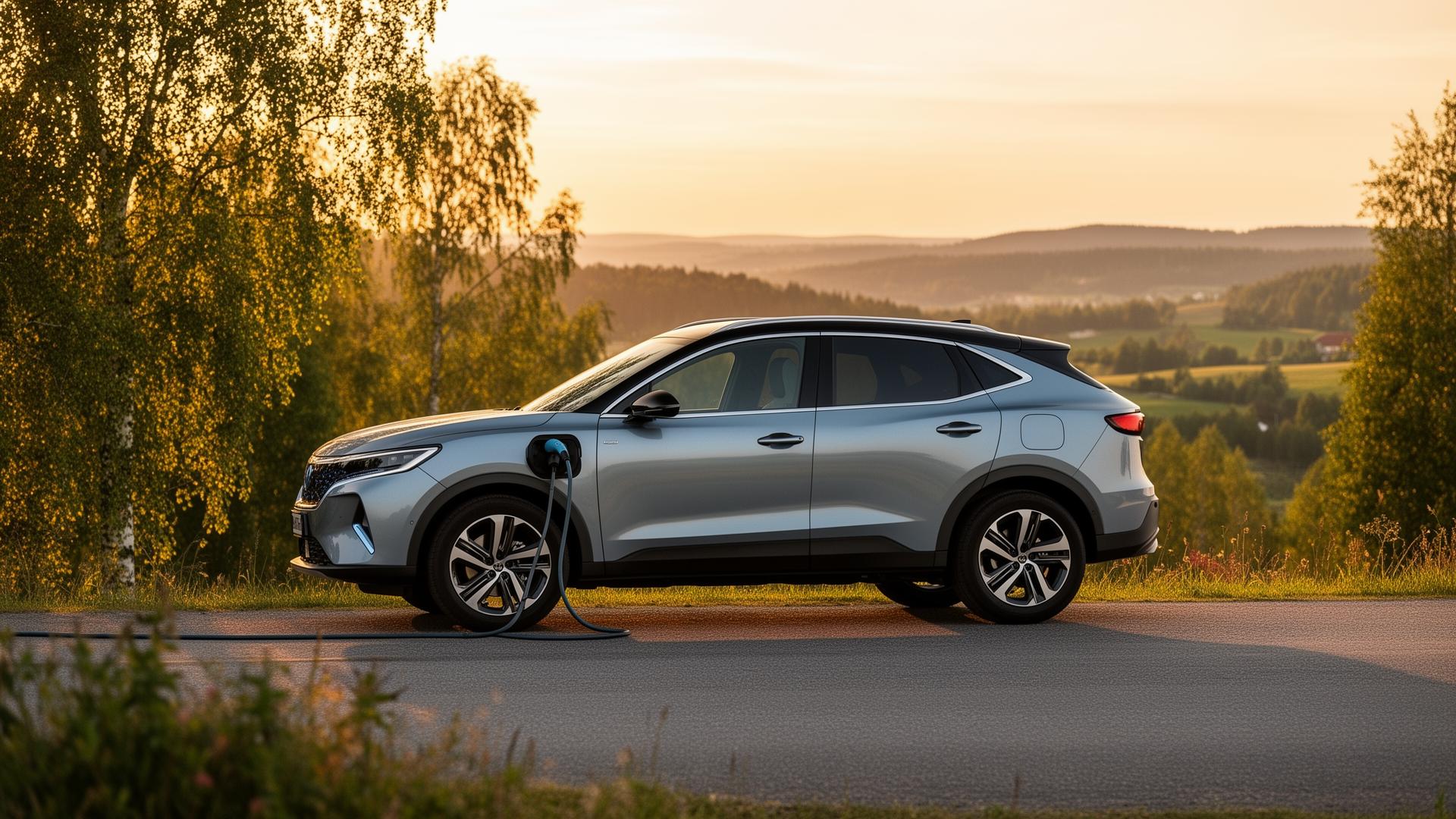 Plug-in hybrid på en svensk landsväg